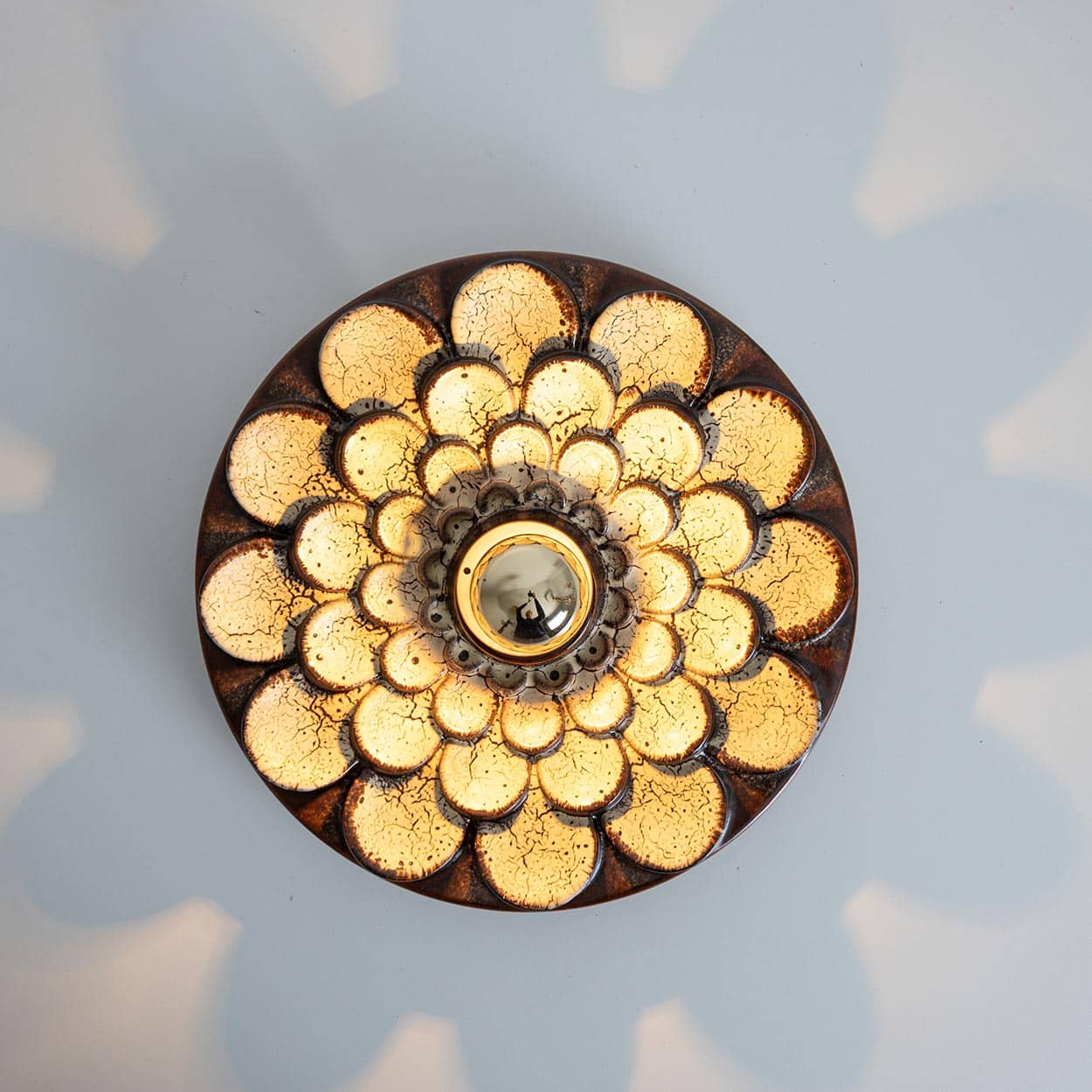 Pair of Flower Shaped Wall Lights Ceramic by Pan, Denmark, 1970