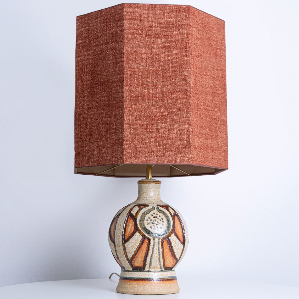 Pair of Soholm Lamps with Custom Brique Lampshades René Houben, 1960s