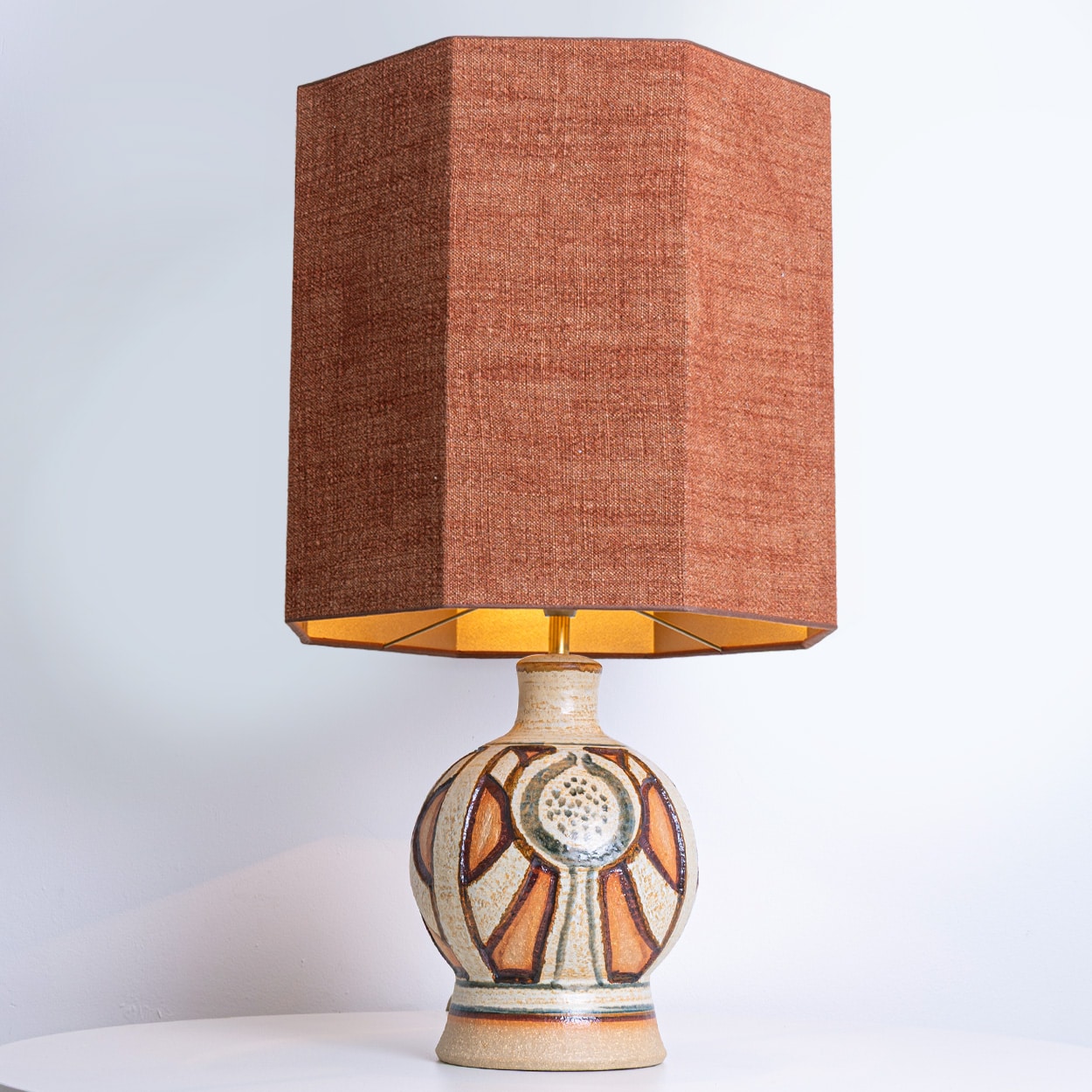 Pair of Soholm Lamps with Custom Brique Lampshades René Houben, 1960s