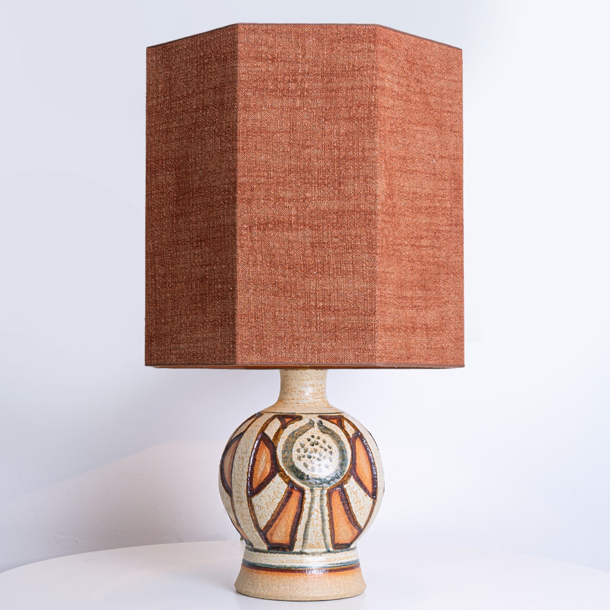 Pair of Soholm Lamps with Custom Brique Lampshades René Houben, 1960s
