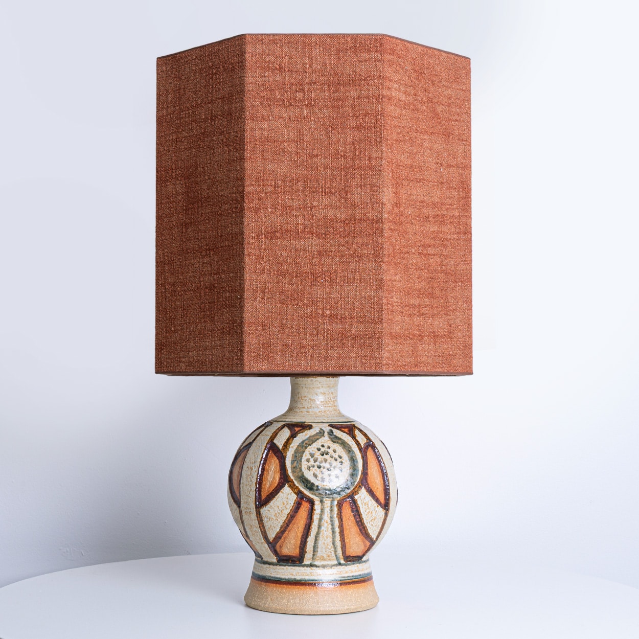 Pair of Soholm Lamps with Custom Brique Lampshades René Houben, 1960s