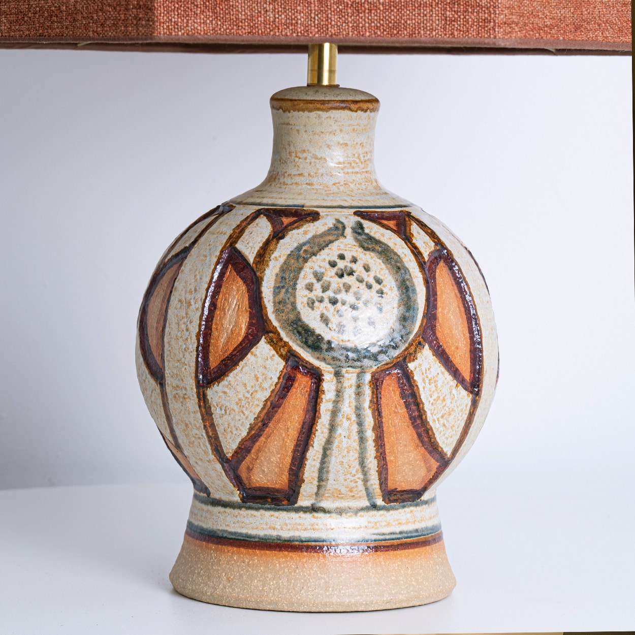 Pair of Soholm Lamps with Custom Brique Lampshades René Houben, 1960s
