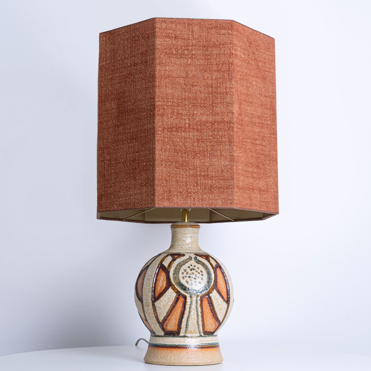 Pair of Soholm Lamps with Custom Brique Lampshades René Houben, 1960s