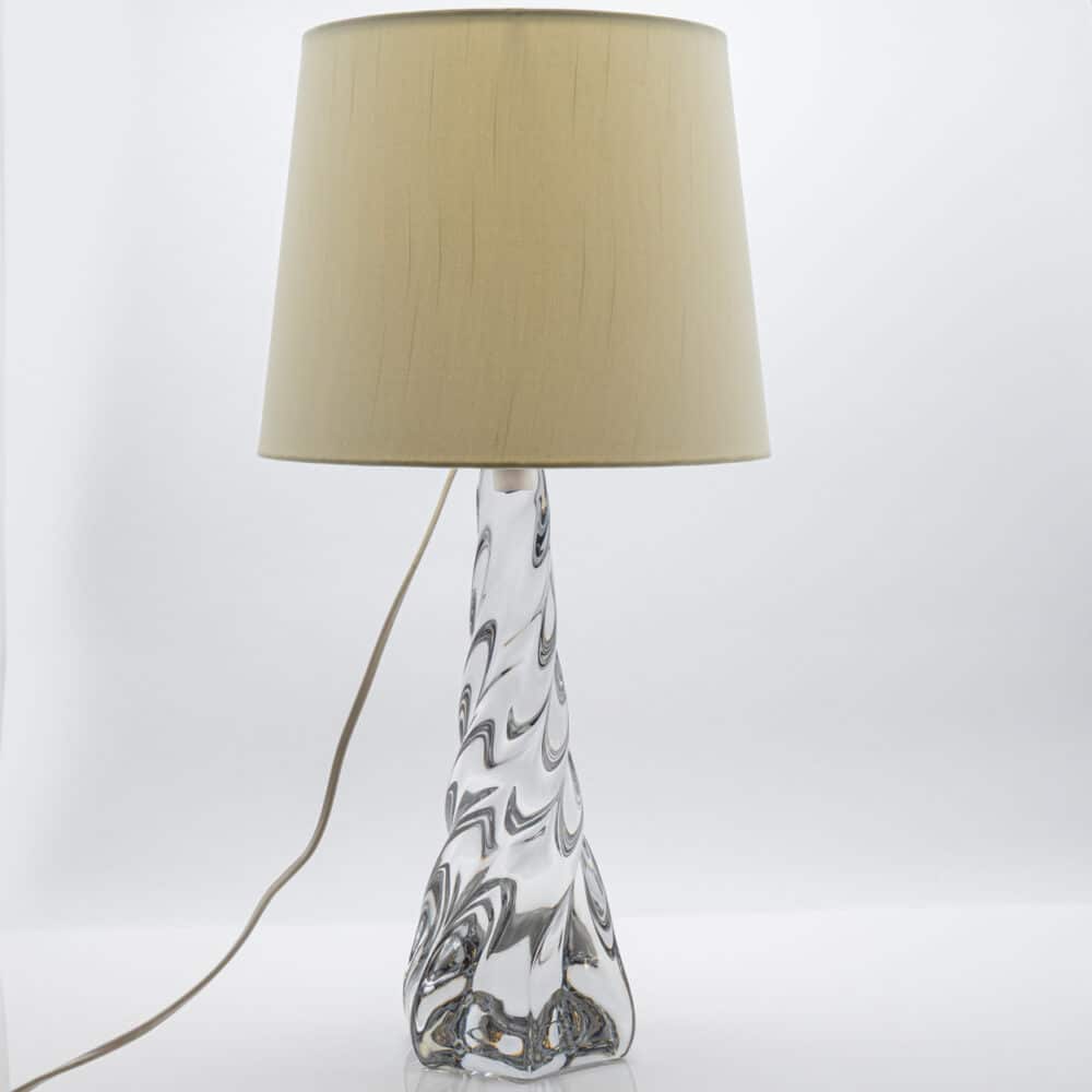 Table Lamp Twisted Spiral Crystal Glass, France