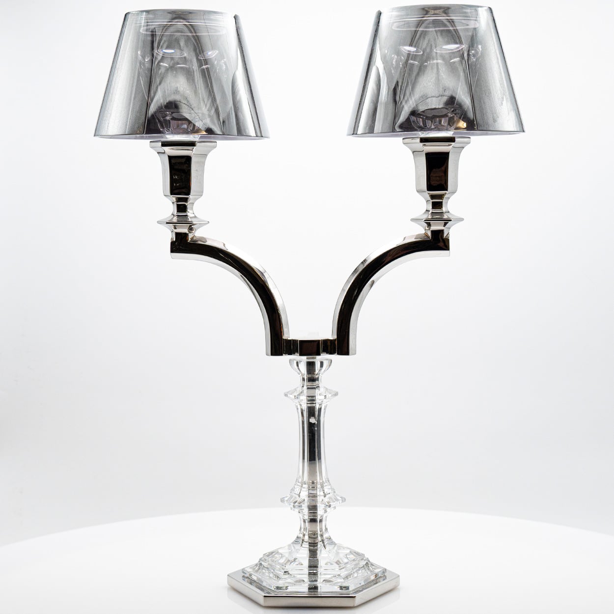 Silver Baccarat Harcourt Our Fire Candle Holder Two Arms Philippe Starck, France