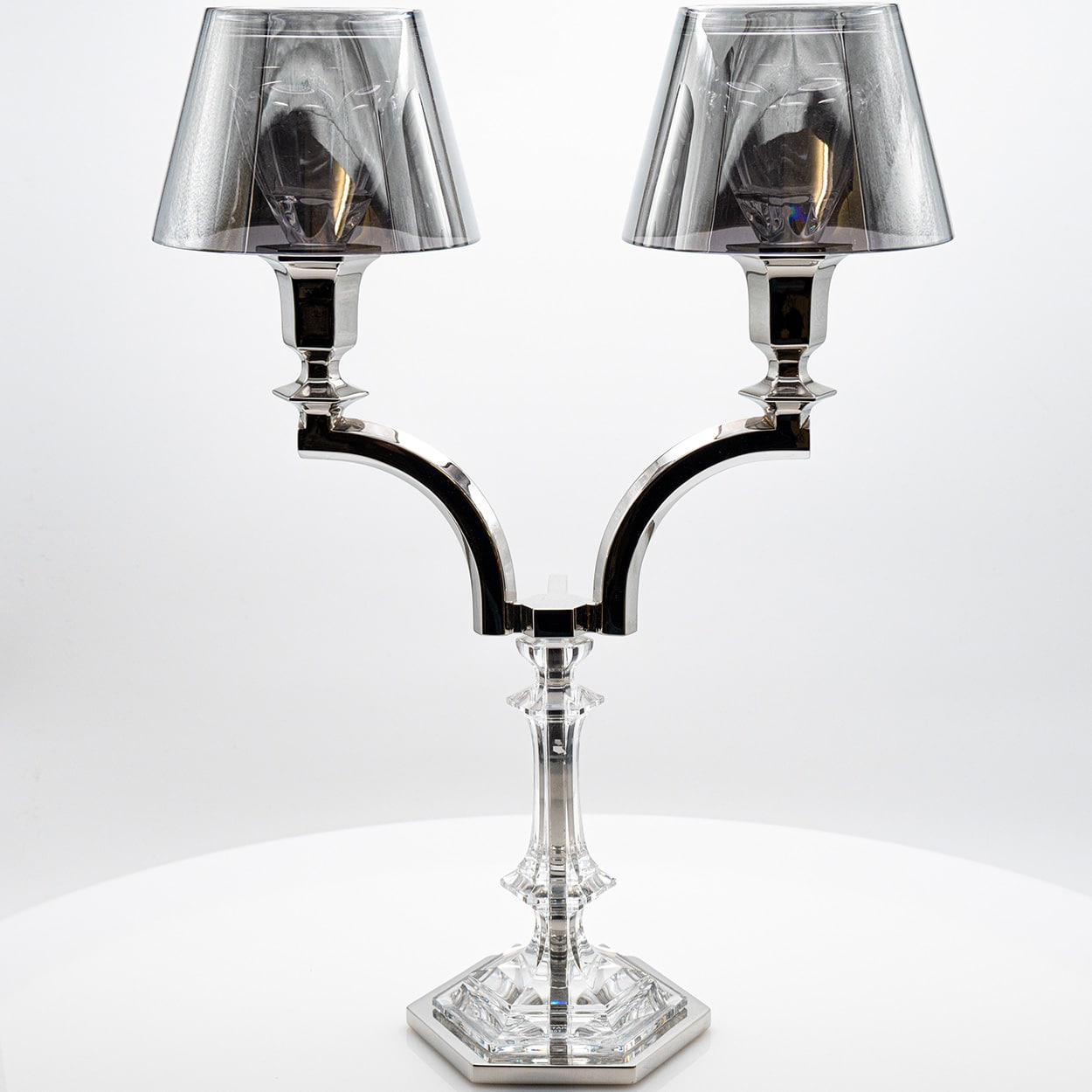 Silver Baccarat Harcourt Our Fire Candle Holder Two Arms Philippe Starck, France