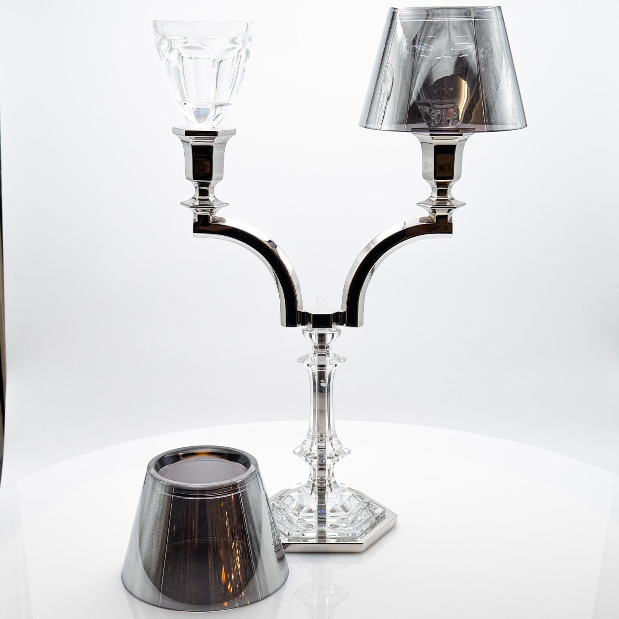 Silver Baccarat Harcourt Our Fire Candle Holder Two Arms Philippe Starck, France