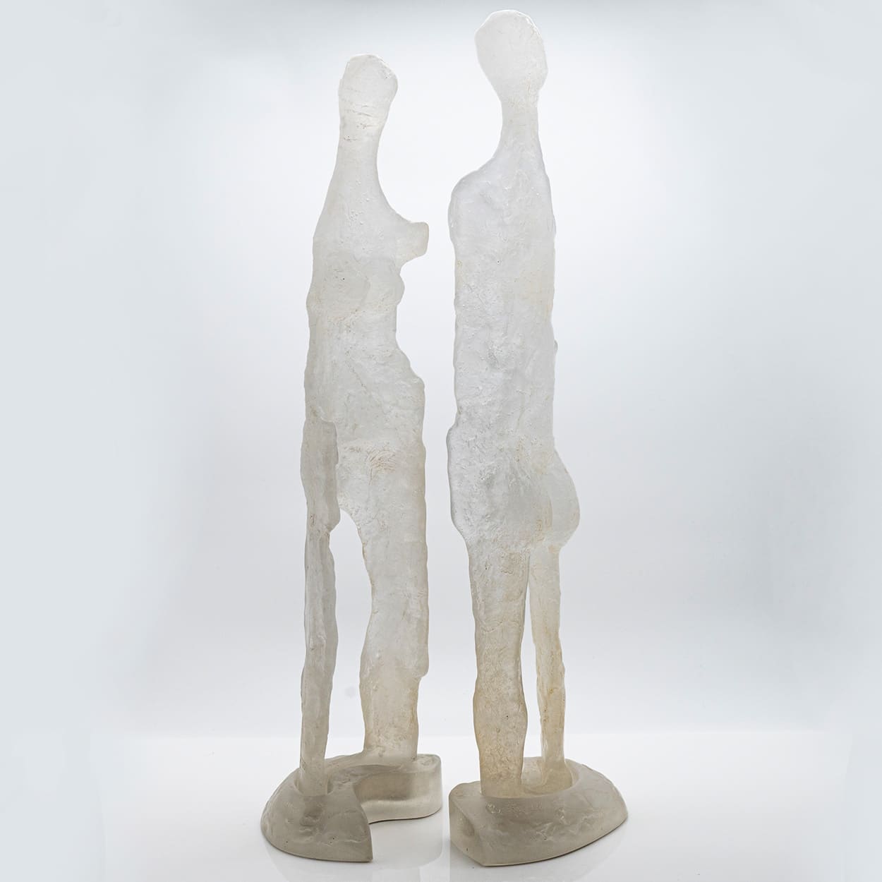 Large Daum Male and Female Pâte de verre Sculpture, Couturier, France