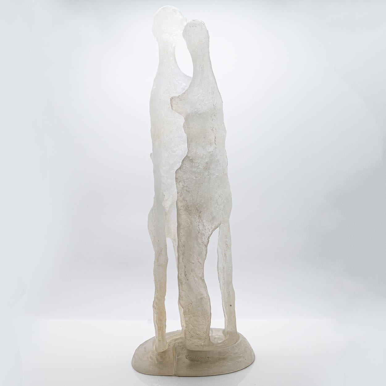 Large Daum Male and Female Pâte de verre Sculpture, Couturier, France