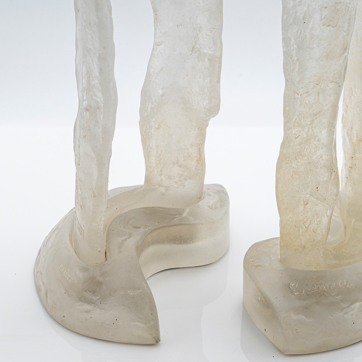 Large Daum Male and Female Pâte de verre Sculpture, Couturier, France