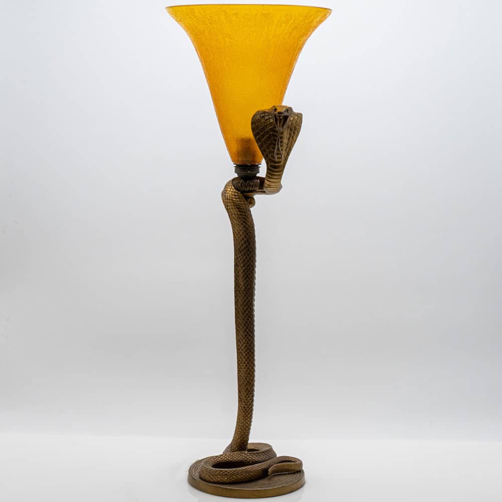 Daum Table Lamp Snake Bronze Yellow Crystal, France