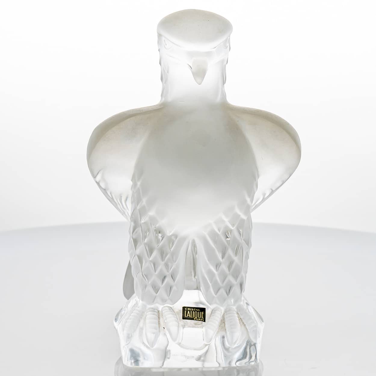 Set of 2 Lalique Signed Frosted Crystal Liberty Eagle Sculptures, France