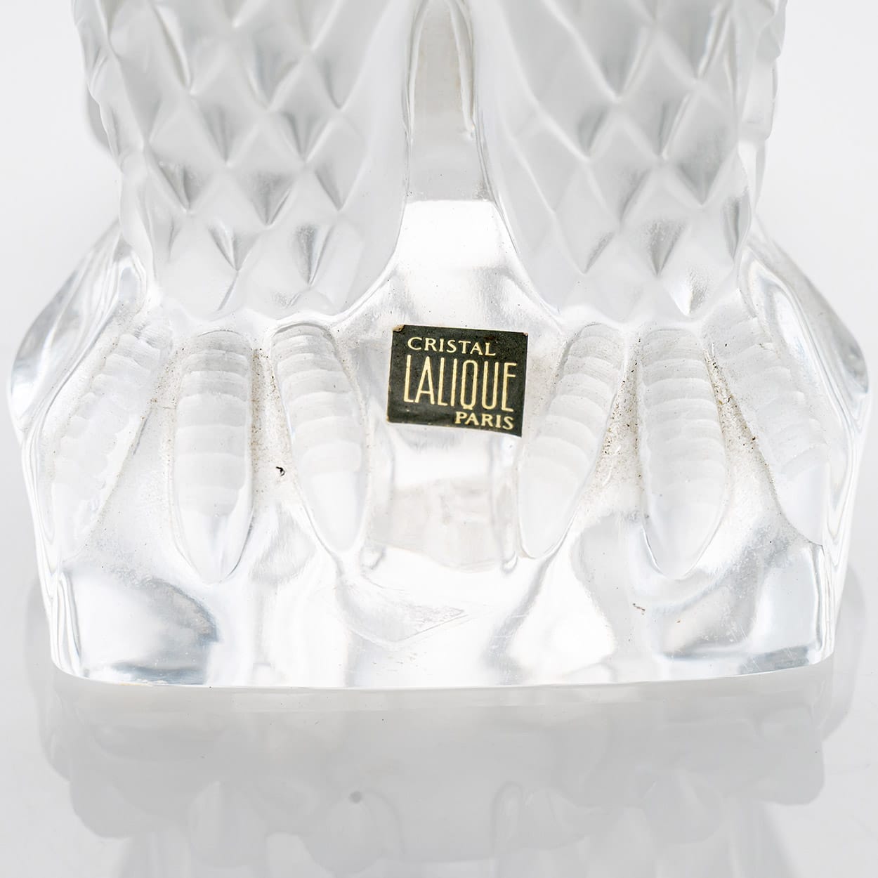 Set of 2 Lalique Signed Frosted Crystal Liberty Eagle Sculptures, France