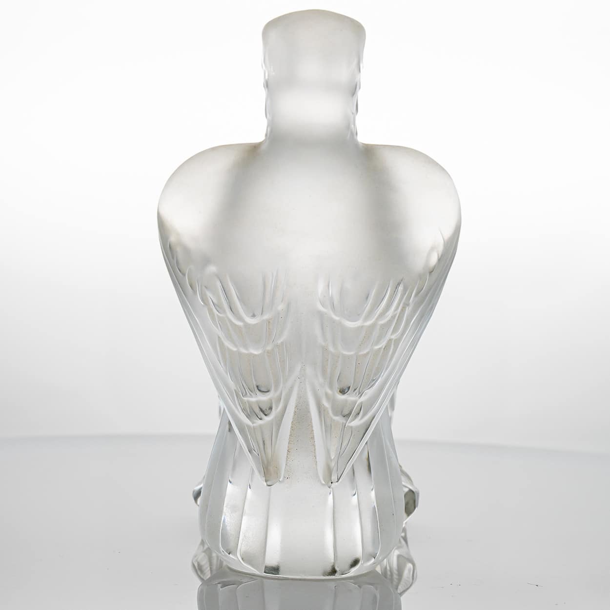 Set of 2 Lalique Signed Frosted Crystal Liberty Eagle Sculptures, France