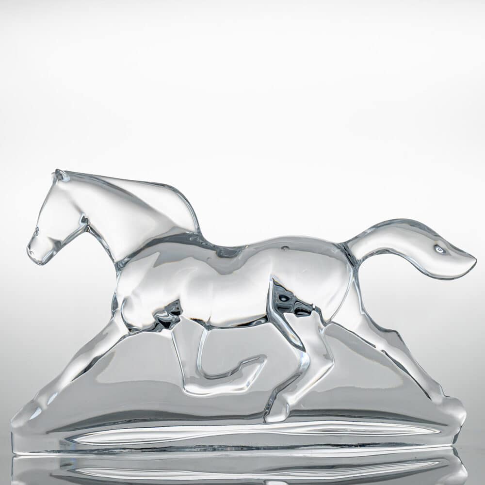 Baccarat Apollon Troika Horse, Clear Crystal Glass Sculpture, France