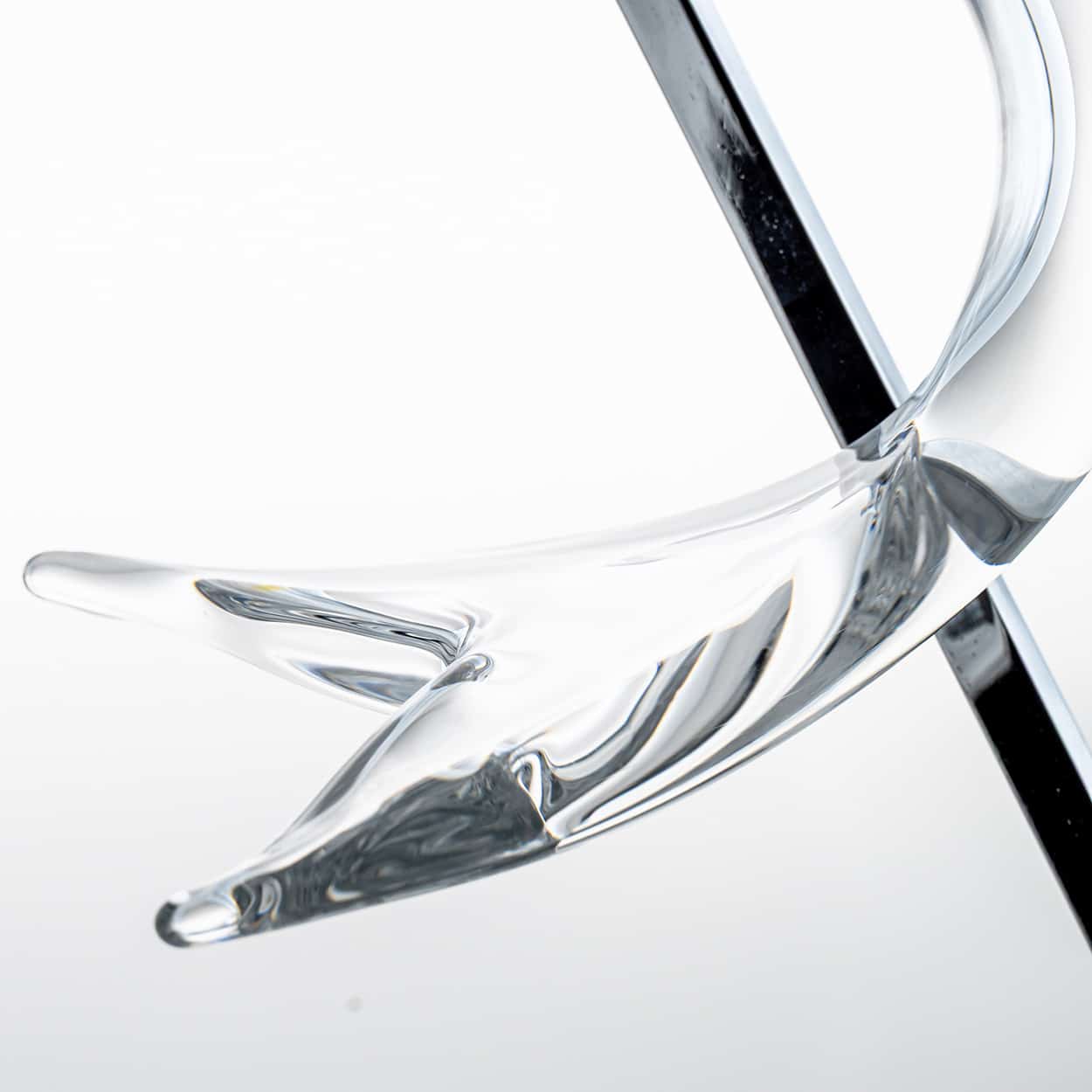 Daum Dolphin On Standard Clear Crystal Glass Sculpture, France