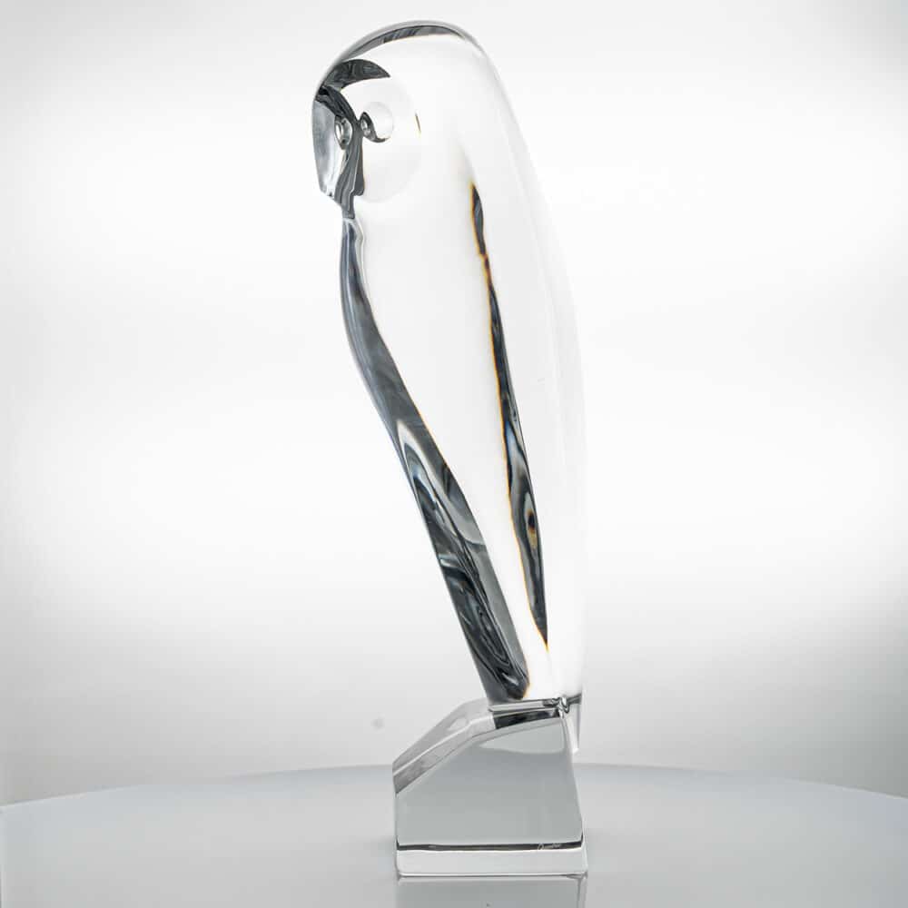 XL Baccarat Crystal Glass Owl Sculpture, France