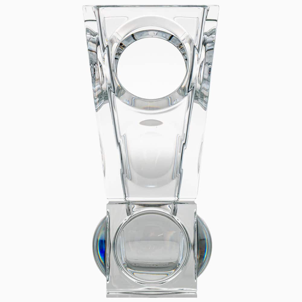 Rectangular Baccarat Signed Geode Clear Crystal Vase with Holes, France