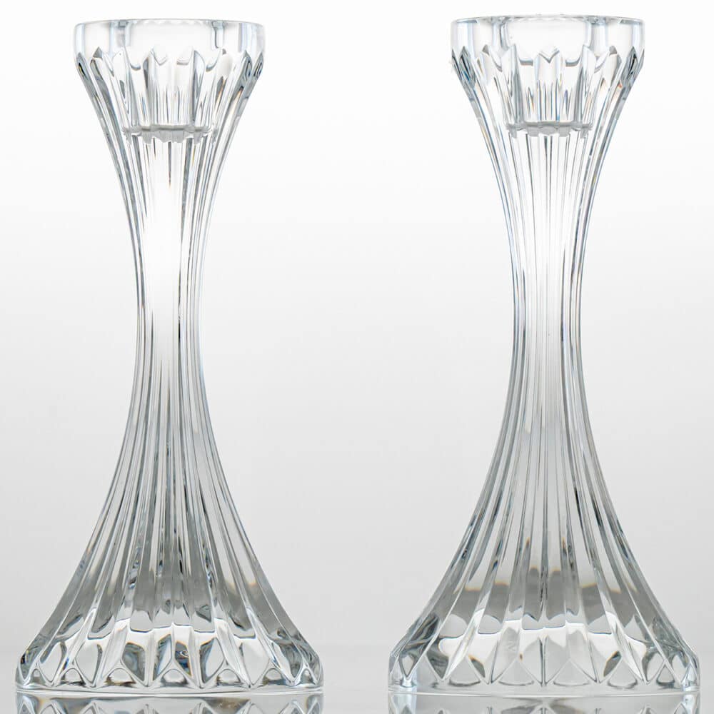 Pair of Beautiful Baccarat Clear Crystal Candle holders, France