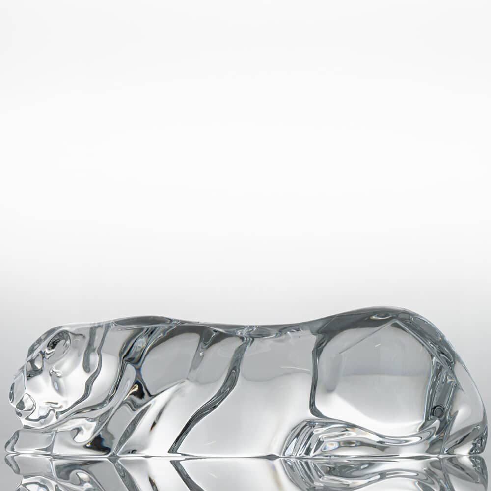 Baccarat Signed Crystal Glass Panther Sculpture, France