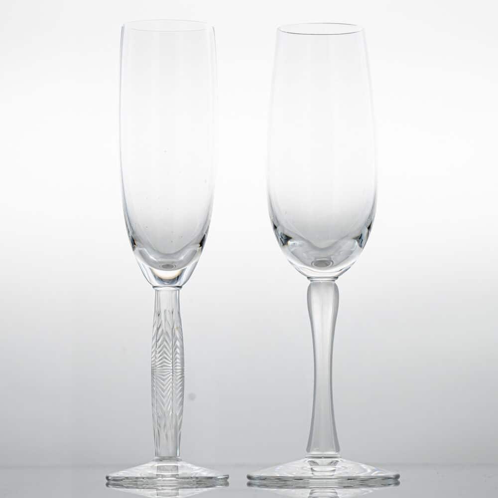 Pair of 2 Lalique Crystal Champagne Glasses, France