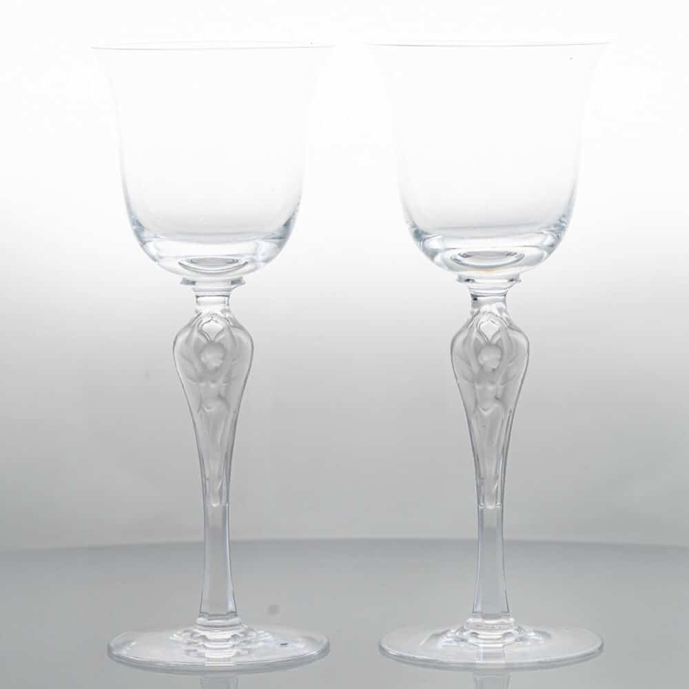 Pair of 2 Baccarat Crystal Wine Glasses, France