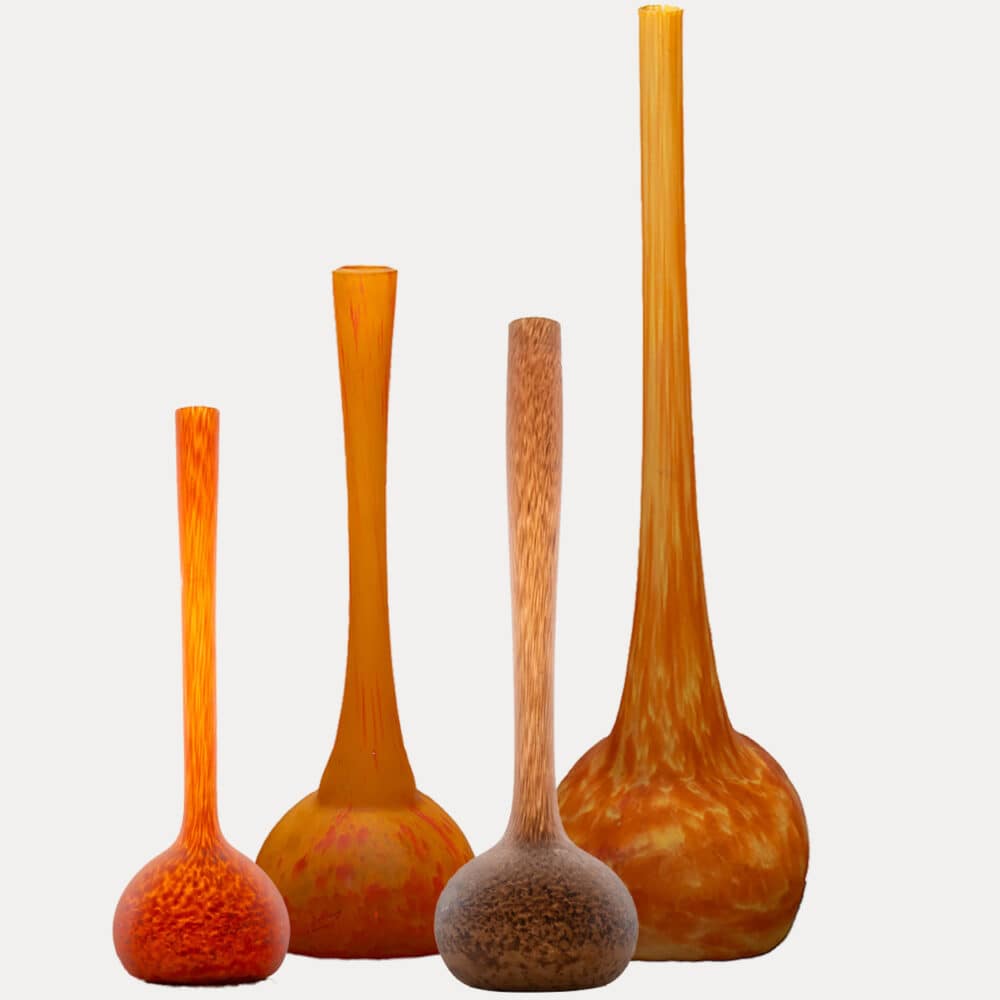 1 of the 4 Large Daum Soliflore Vases, Orange Pâte de Verre, France