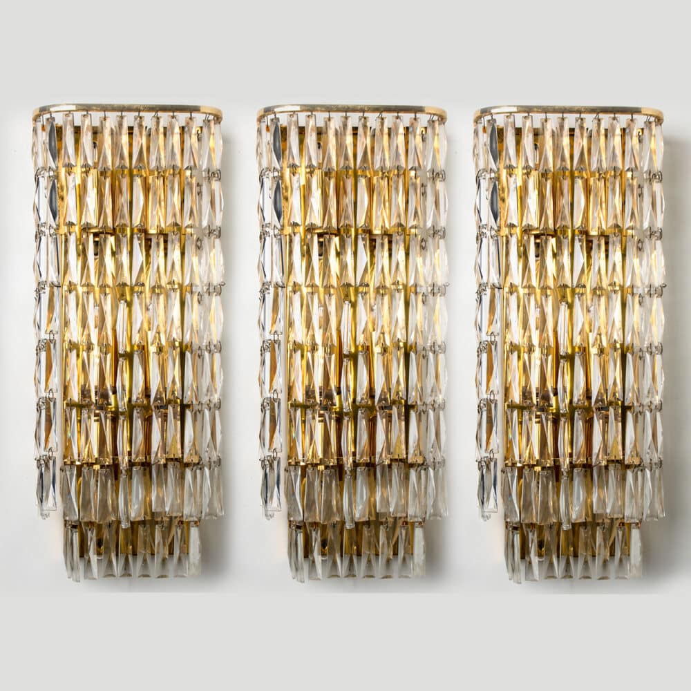 1 of the 6 Messing Crystal Wall Light from Bakalowits & Söhne, 1970s