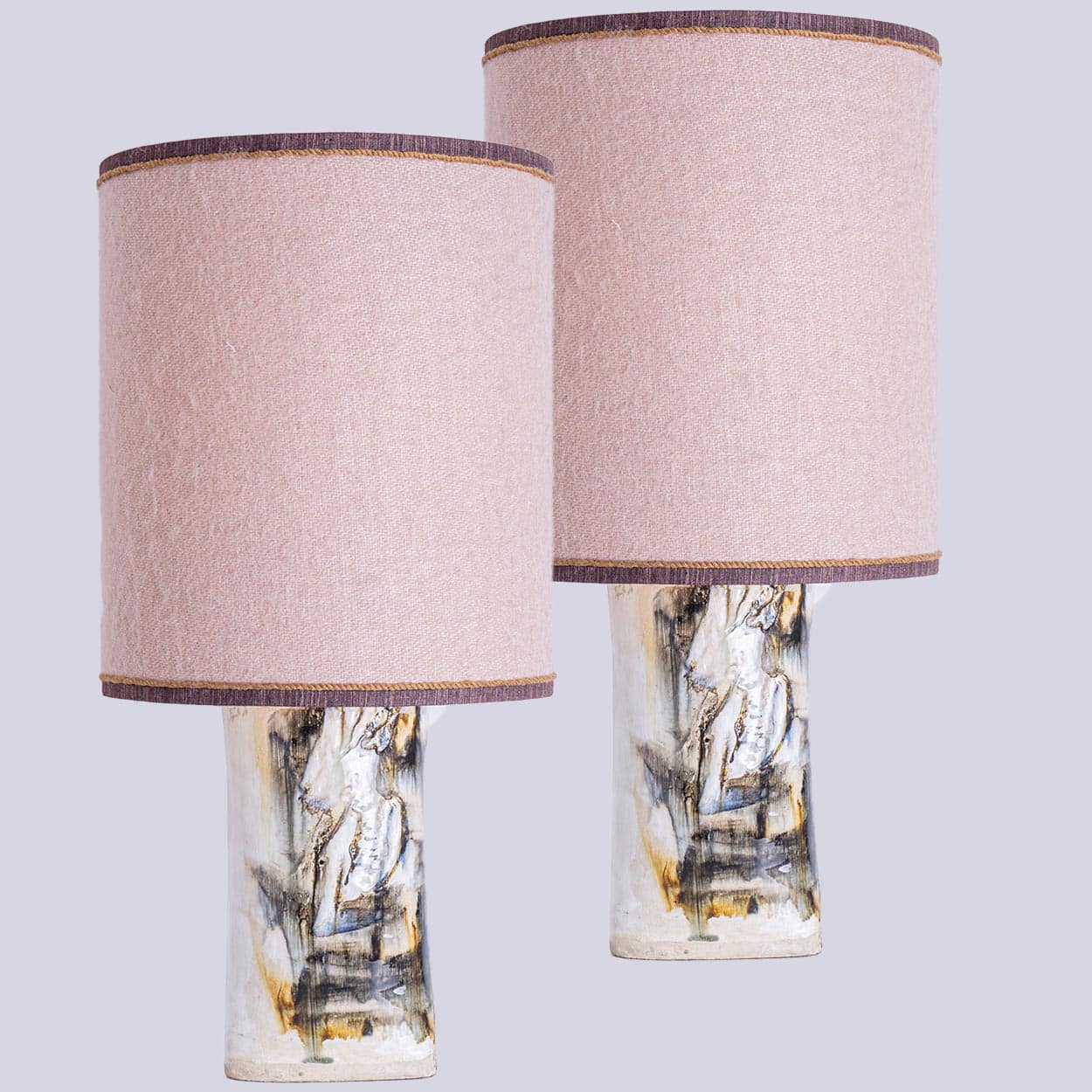1 of the 2 Gorgeous Table Lamps by Jeppe Hagedorn, Pink Shade, Denmark 1960s