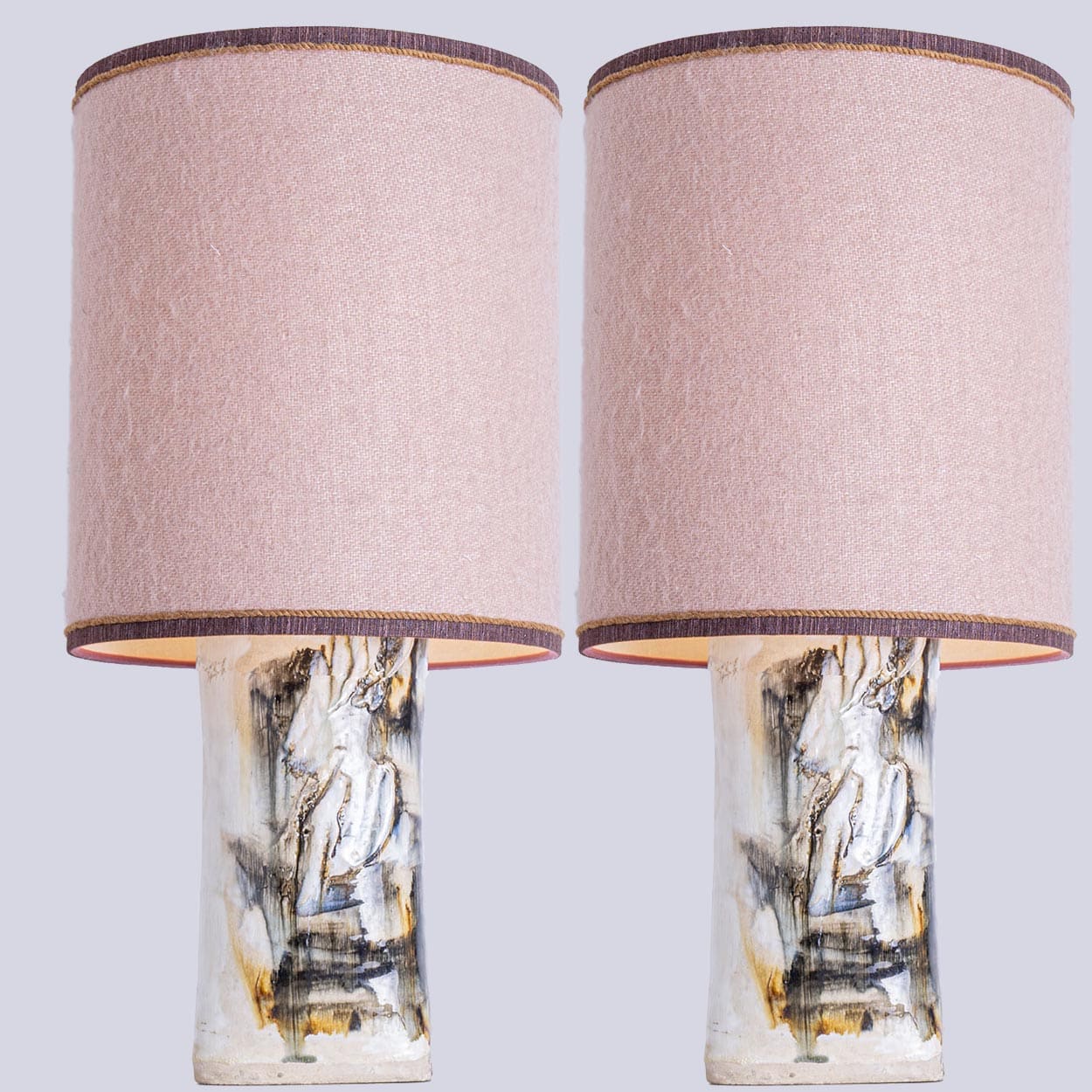 1 of the 2 Gorgeous Table Lamps by Jeppe Hagedorn, Pink Shade, Denmark 1960s
