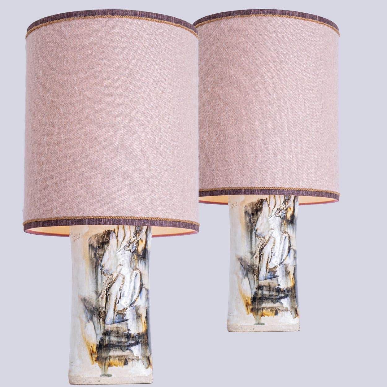 1 of the 2 Gorgeous Table Lamps by Jeppe Hagedorn, Pink Shade, Denmark 1960s