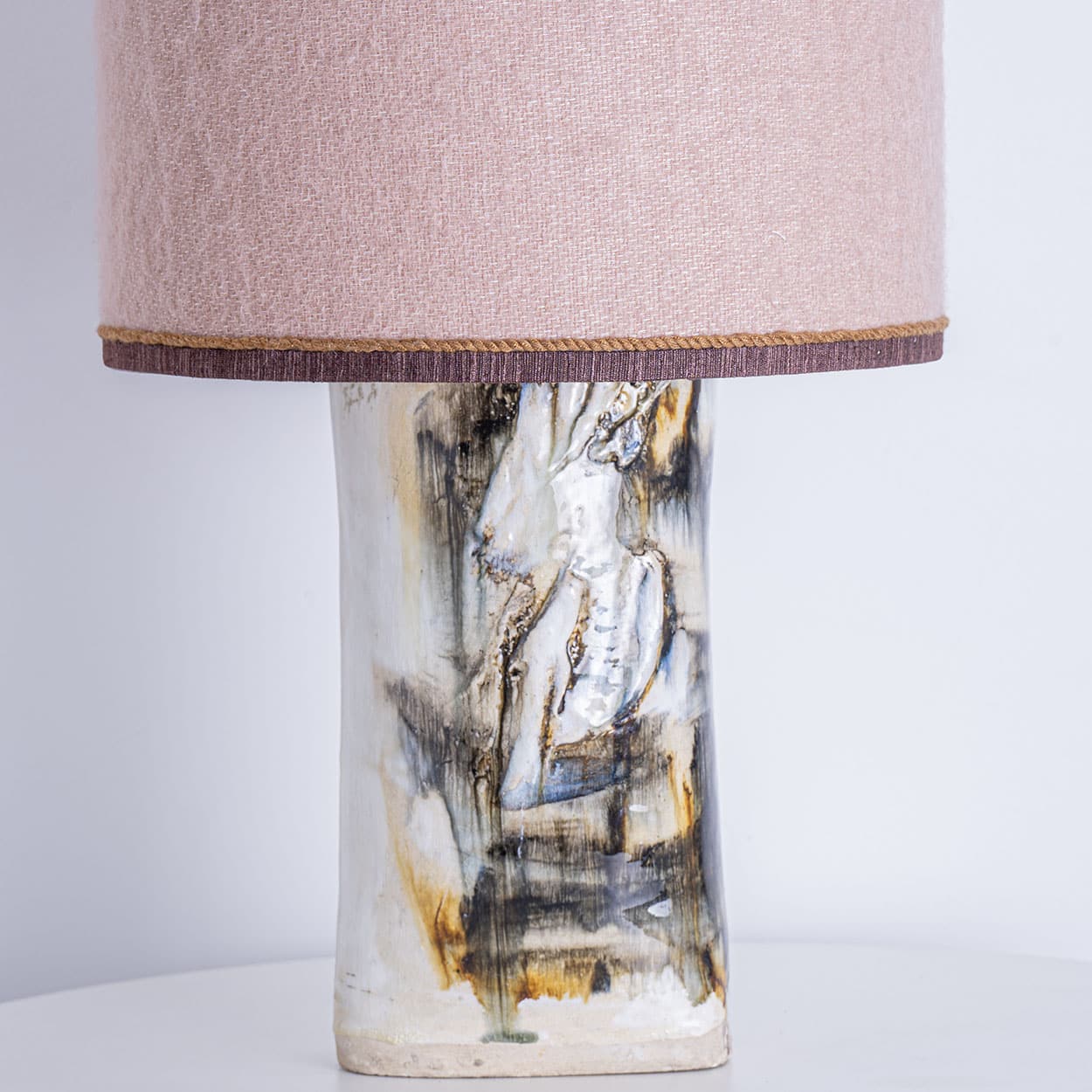 1 of the 2 Gorgeous Table Lamps by Jeppe Hagedorn, Pink Shade, Denmark 1960s