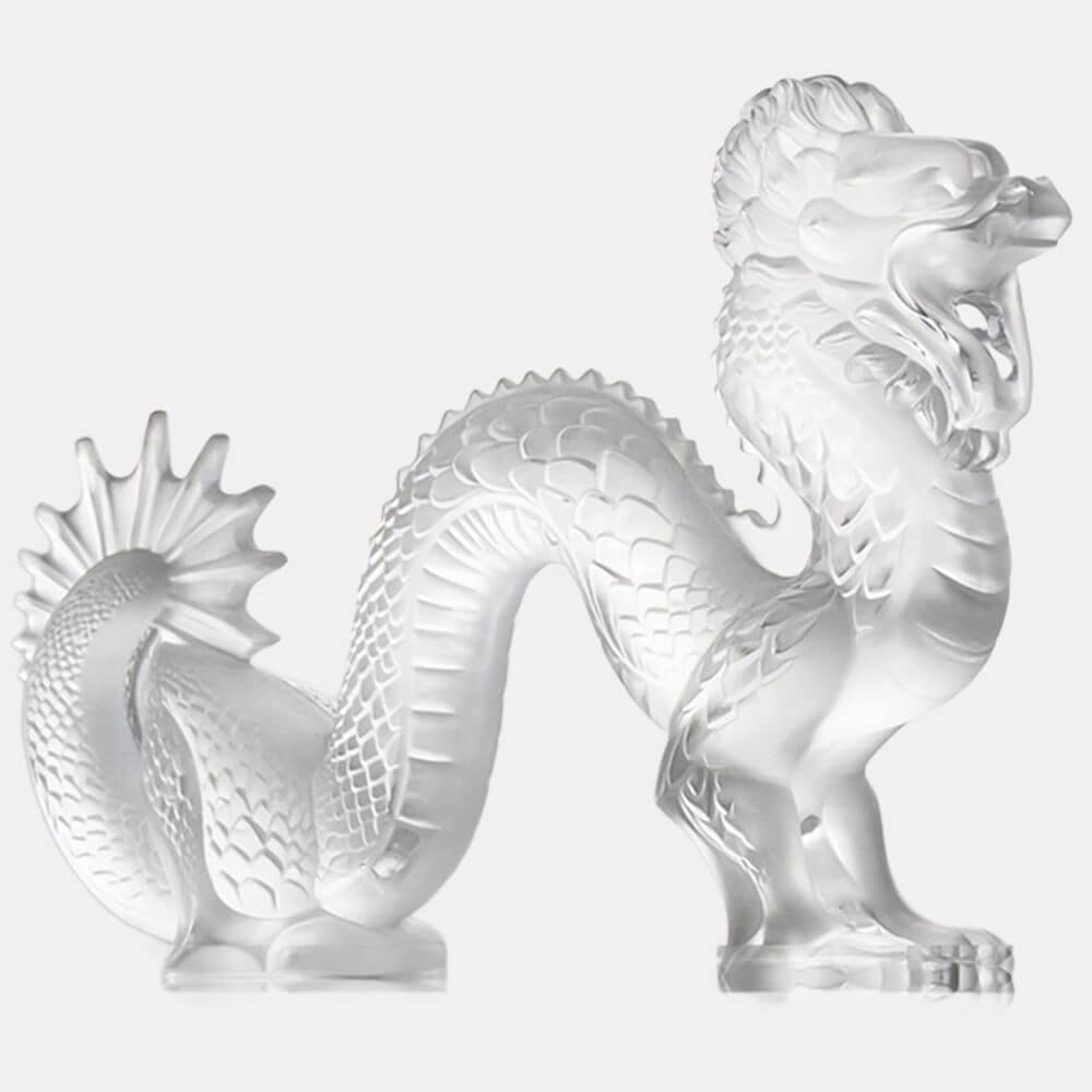 Lalique Clear Crystal Glass Dragon Sculpture, France