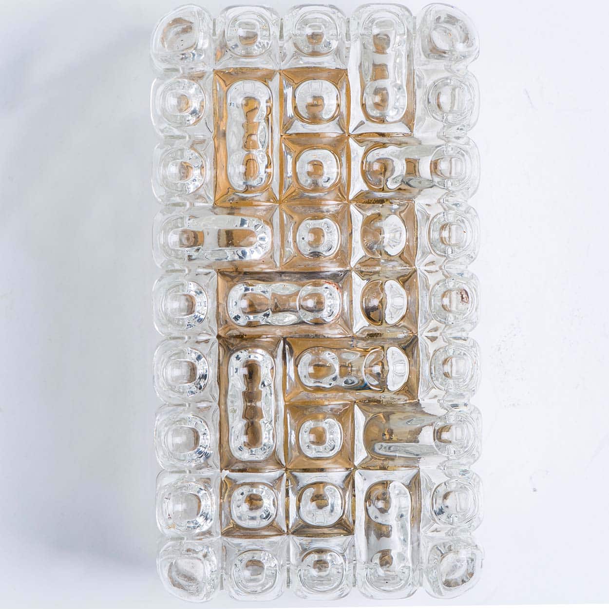 Rectangle Brass and Textured Glass Wall Light, Glashütte Limburg, 1970s