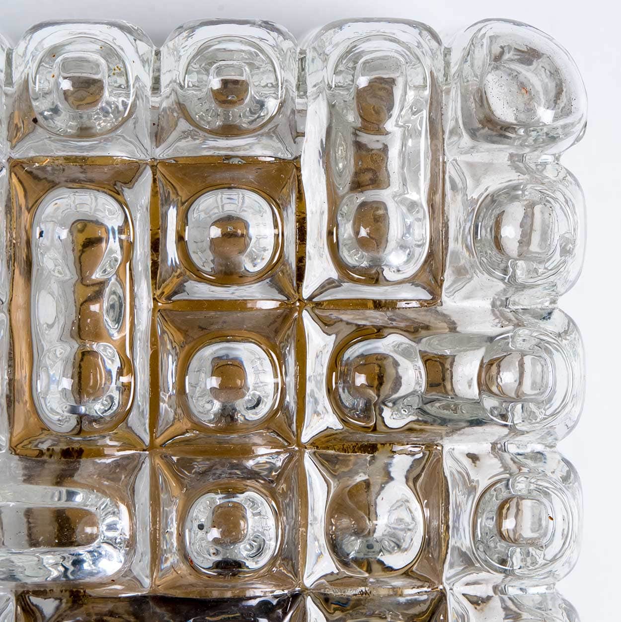 Rectangle Brass and Textured Glass Wall Light, Glashütte Limburg, 1970s