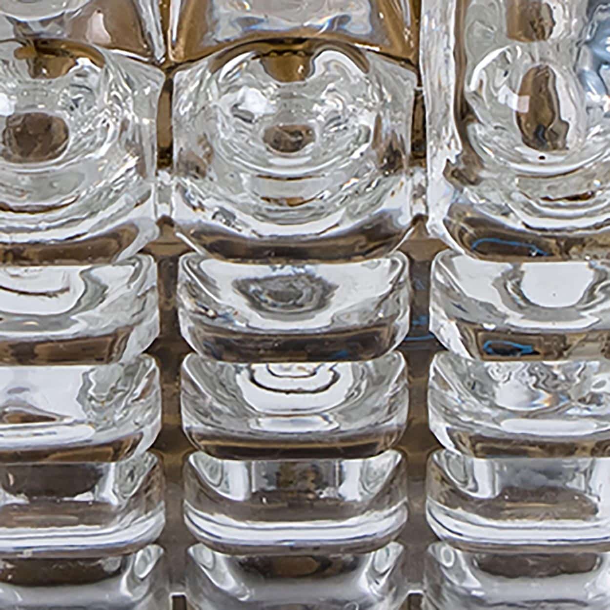 Rectangle Brass and Textured Glass Wall Light, Glashütte Limburg, 1970s