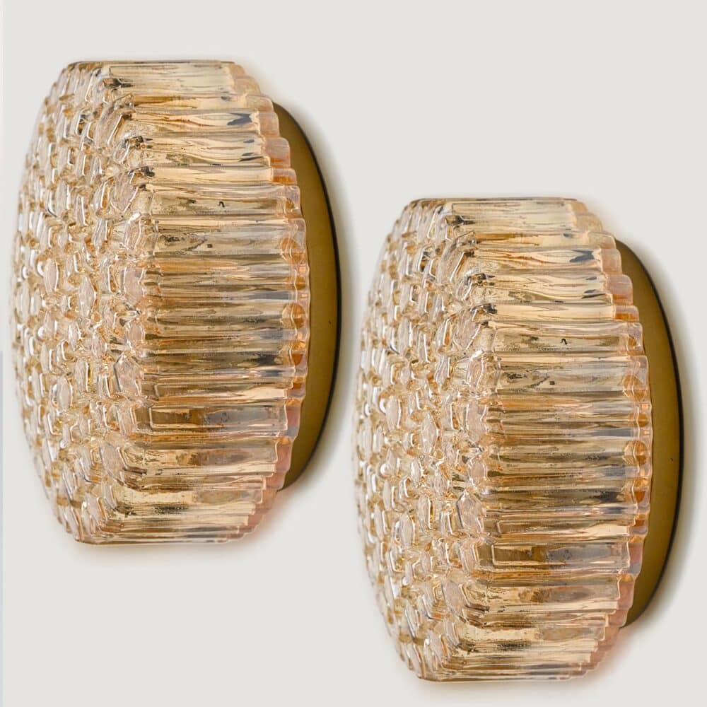 1 of the 2 Small Round Clear Textured Glass Wall Lights Flush mount, Limburg