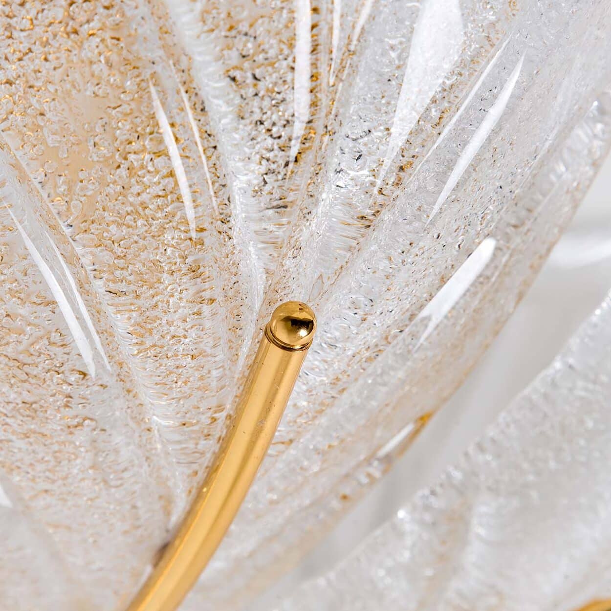 Beautiful Murano Glass and Brass Eight Leaves Chandelier, 1960s