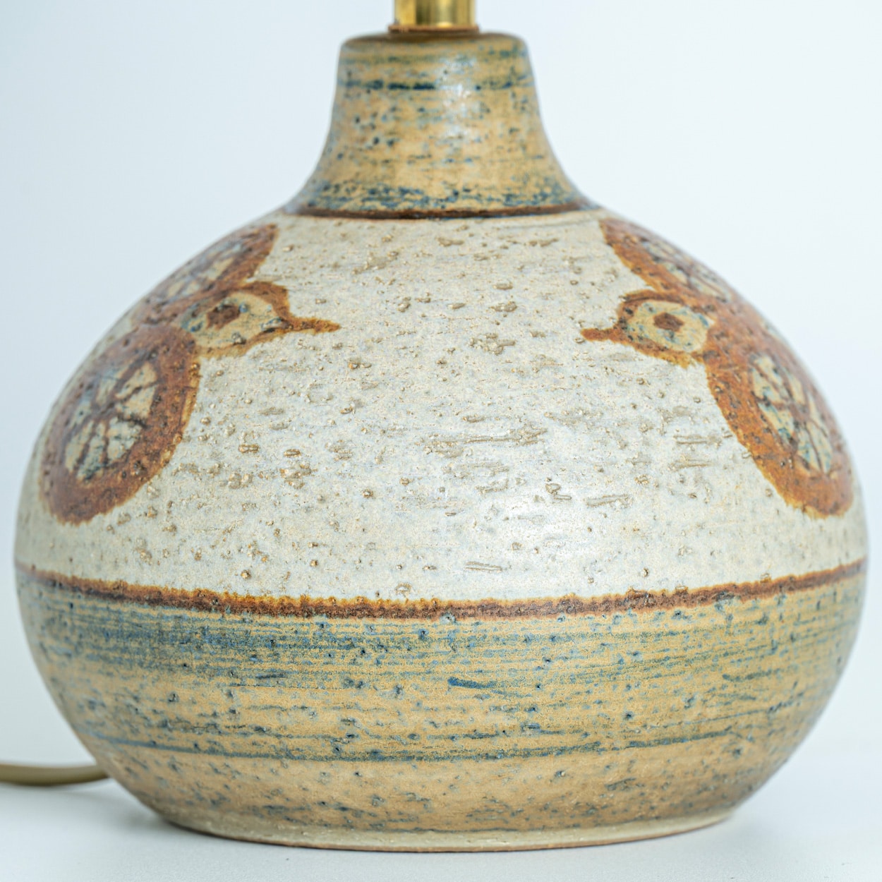 Pair of Soholm Ceramic Table Lamps with Silk Shade Backhausen, Denmark 1960s