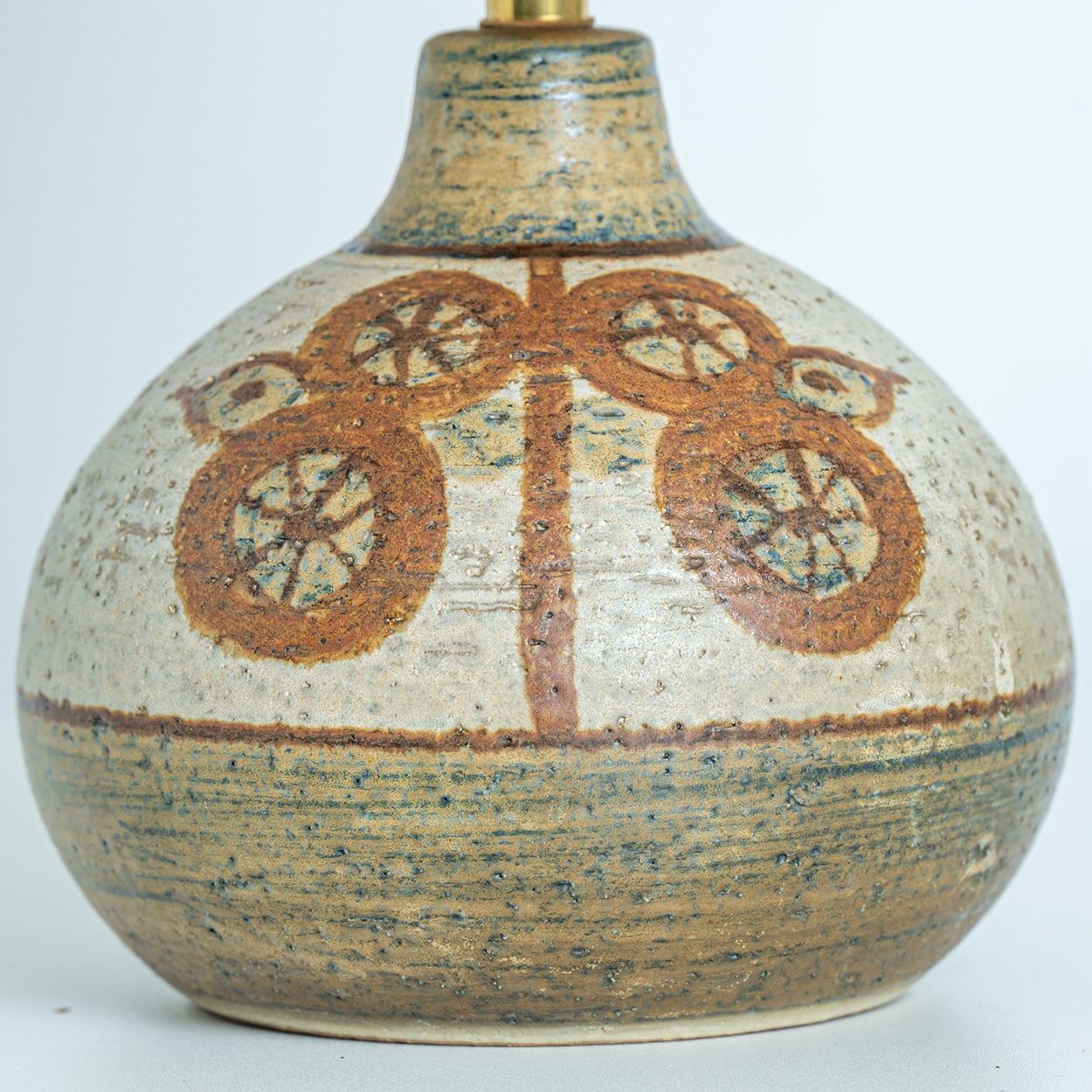 Pair of Soholm Ceramic Table Lamps with Silk Shade Backhausen, Denmark 1960s