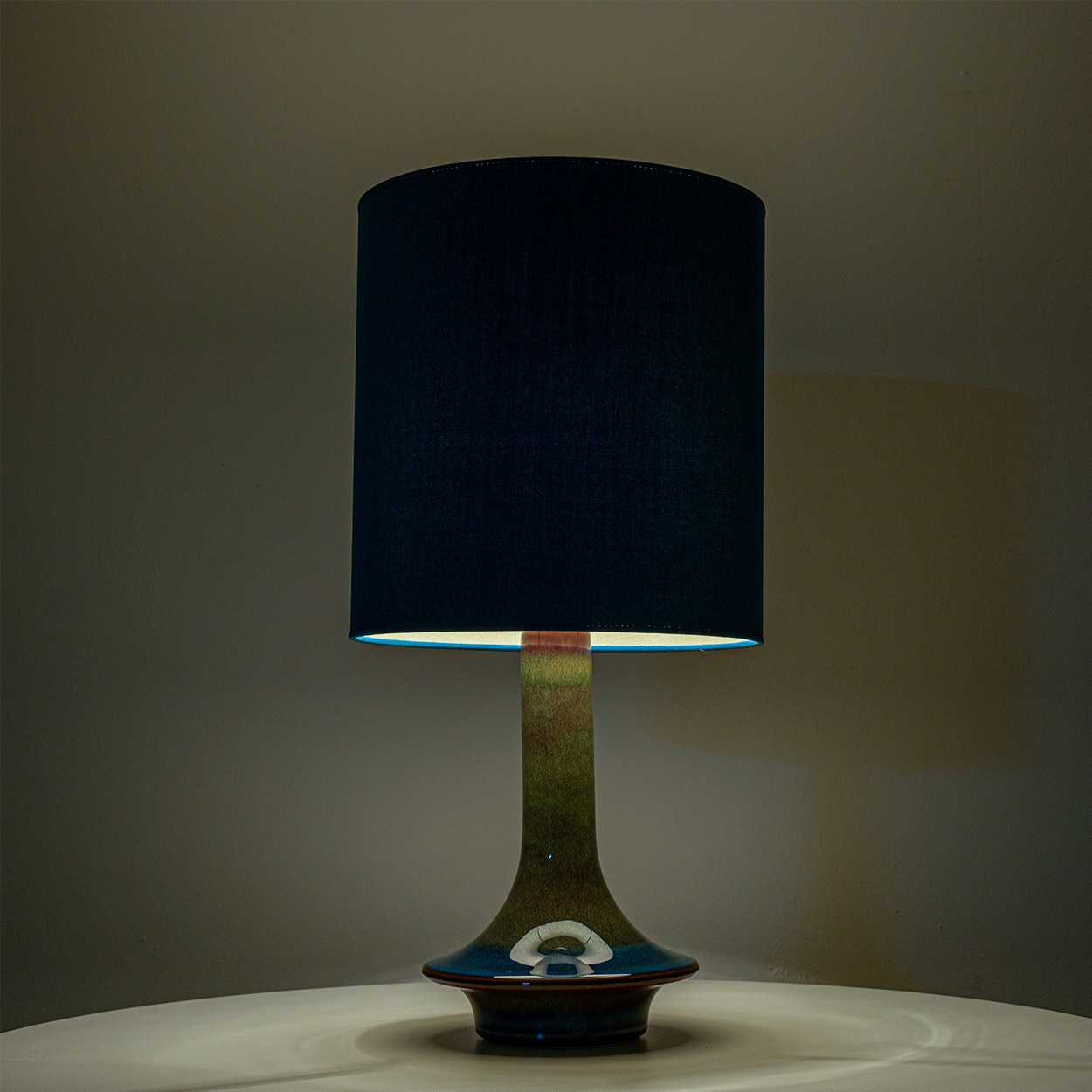 Pair of Blue Green Ceramic Cone Table Lamps by Soholm, Denmark 1960