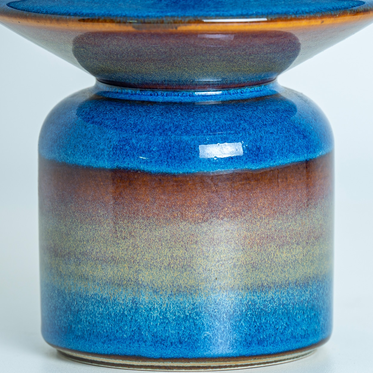 Pair of Blue Tiered Silhouette Ceramic Table Lamps by Soholm, Denmark 1960