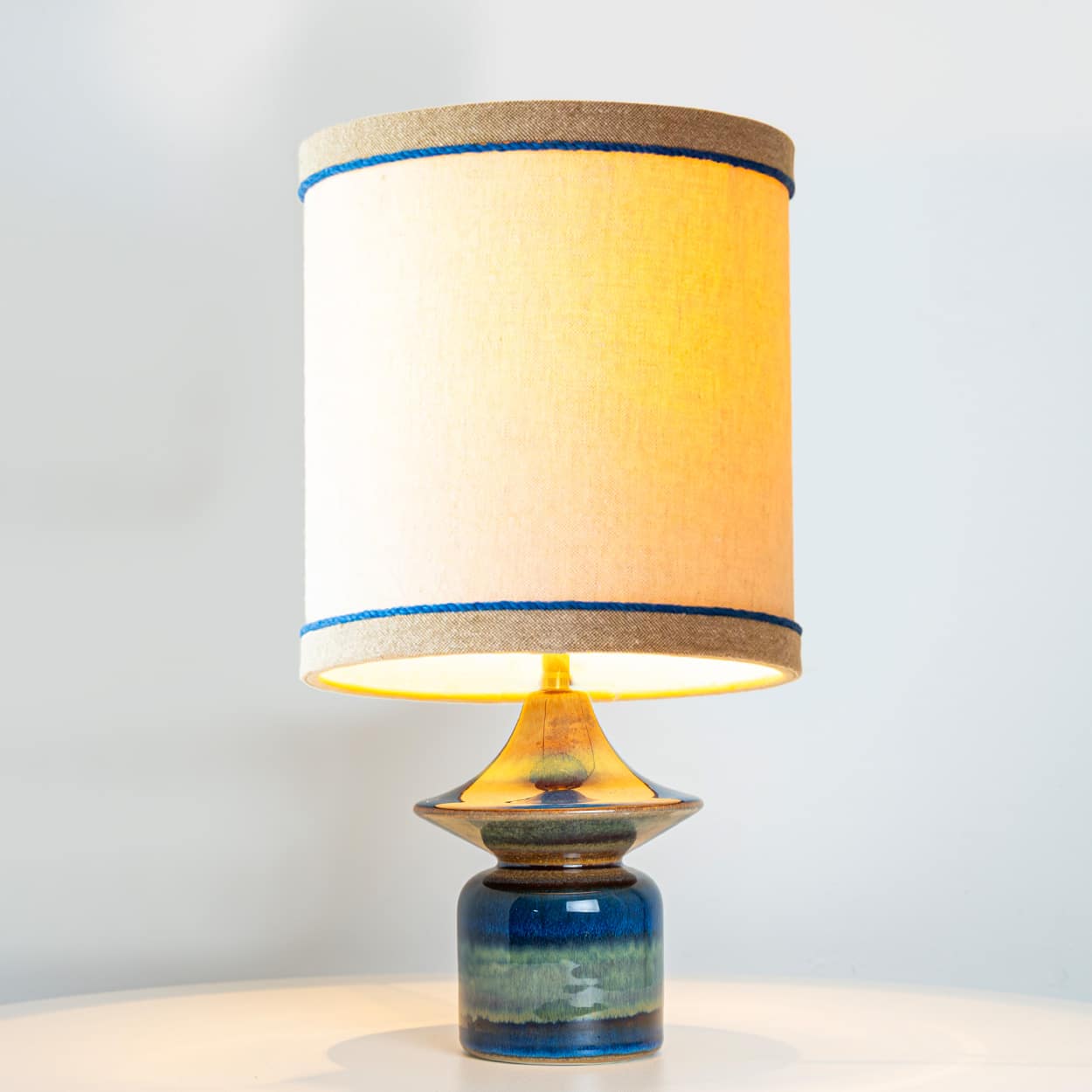 Pair of Blue Tiered Silhouette Ceramic Table Lamps by Soholm, Denmark 1960