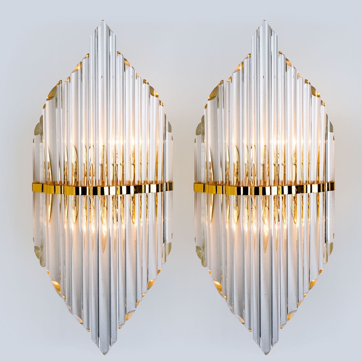 1 of the Several XL Clear Glass Brass Wall Sconces by Venini, Italy