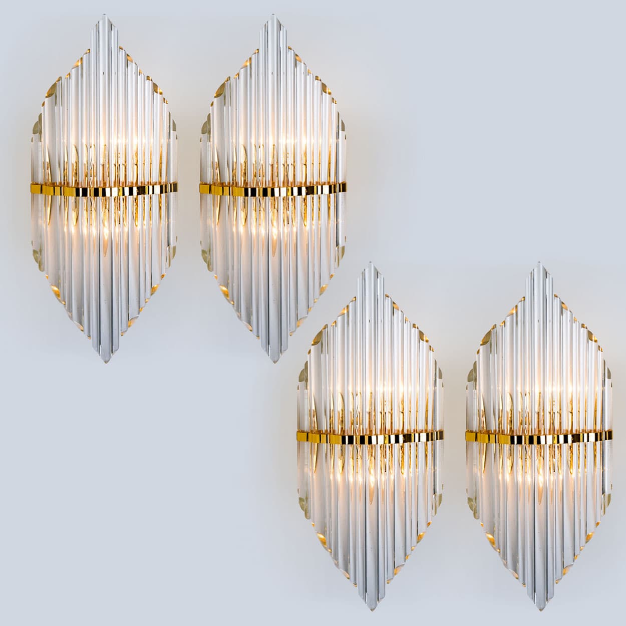 1 of the Several XL Clear Glass Brass Wall Sconces by Venini, Italy