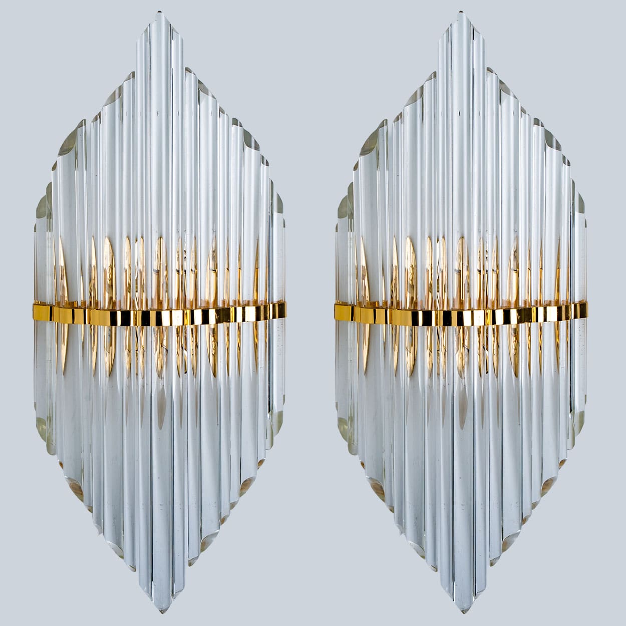 1 of the Several XL Clear Glass Brass Wall Sconces by Venini, Italy