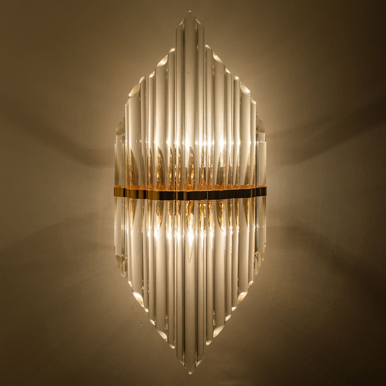 1 of the Several XL Clear Glass Brass Wall Sconces by Venini, Italy