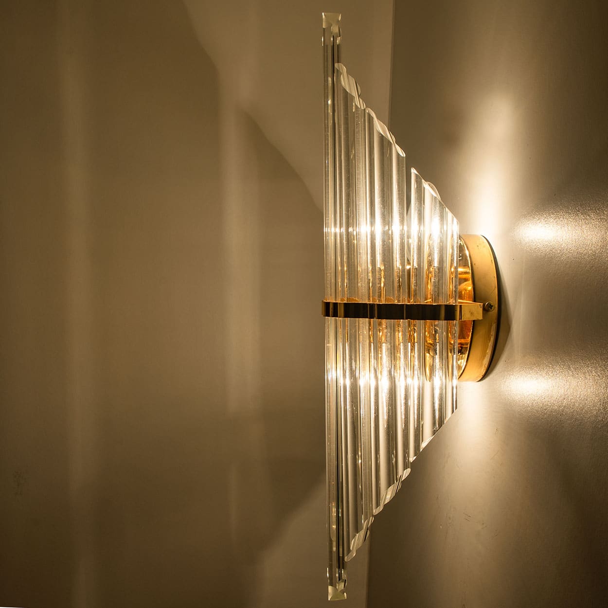 1 of the Several XL Clear Glass Brass Wall Sconces by Venini, Italy