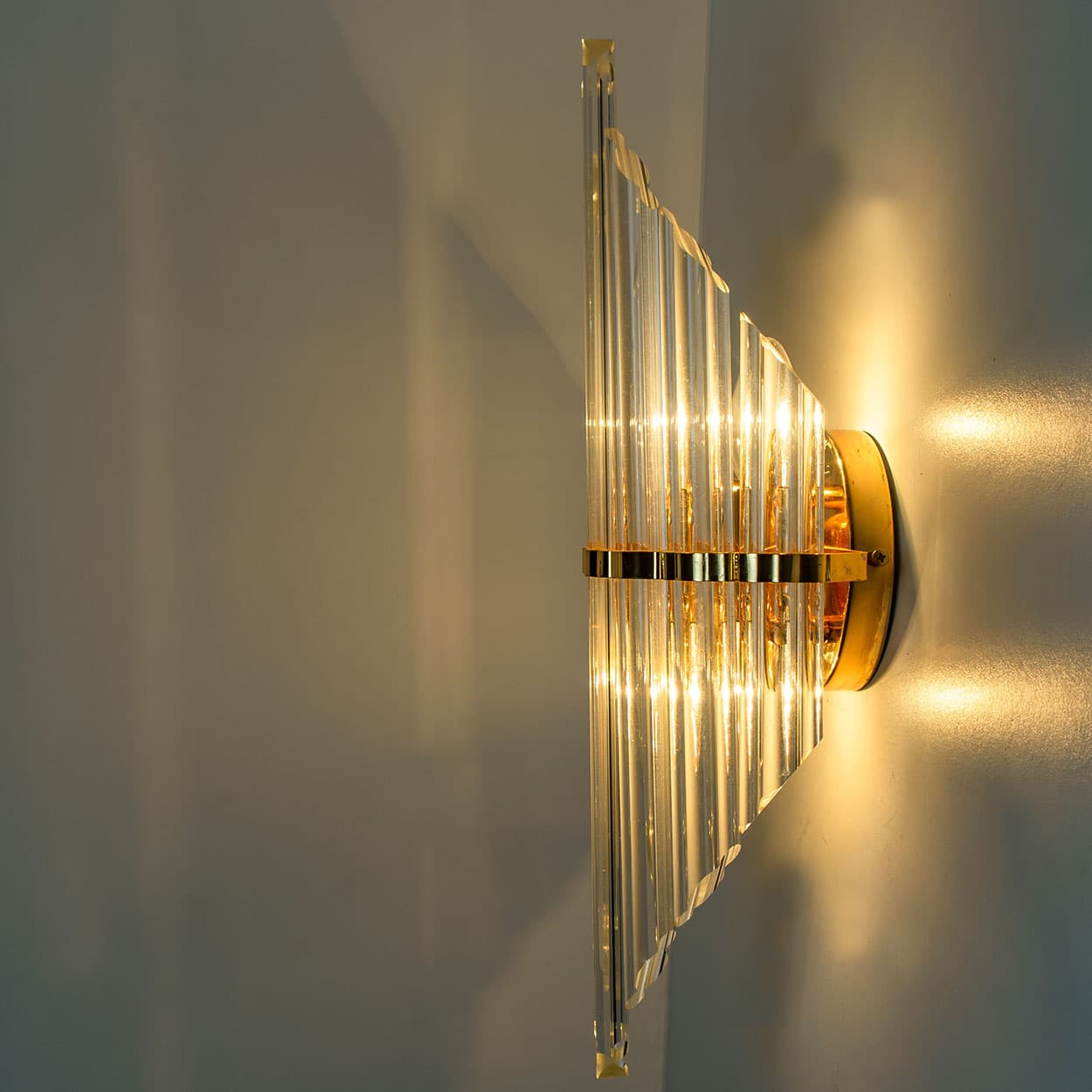 1 of the Several XL Clear Glass Brass Wall Sconces by Venini, Italy