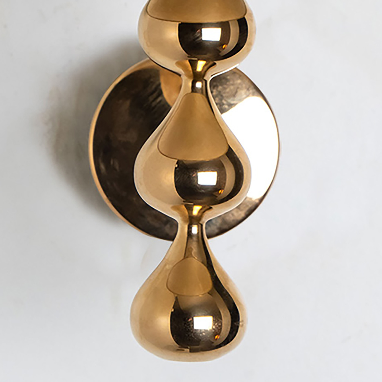 Pair of Asmussen 3 Drops Gold Plated Wall Lights with Pleated Lampshade, Denmark